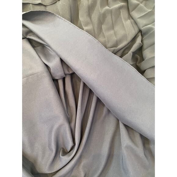 Leifsdottir Navy Blue Surplice Pleated Skirt Maxi Dress EUC Sz 6 Silk Belted - Picture 11 of 15